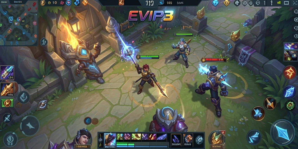 Tampilan gameplay seru EVIP3 dalam pertempuran tim.