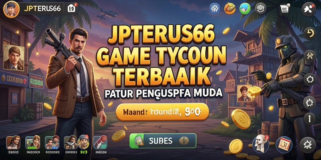 Screenshot gameplay JPTERUS66 menampilkan suasana bisnis yang dinamis.
