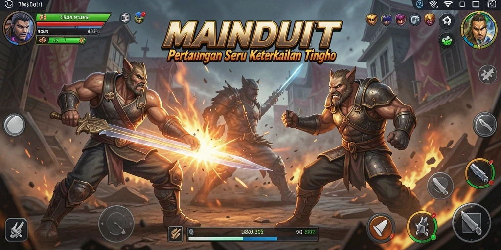 Tampilan gameplay menarik saat pertarungan seru terjadi di MAINDUIT.