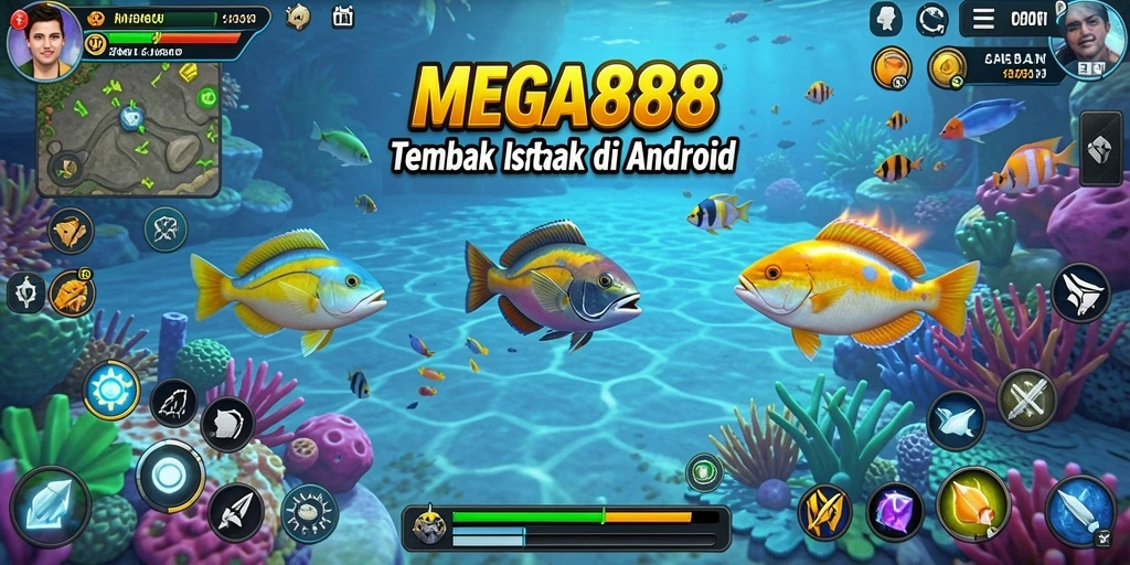 Tampilan gameplay seru dari MEGA888 saat menembak ikan.