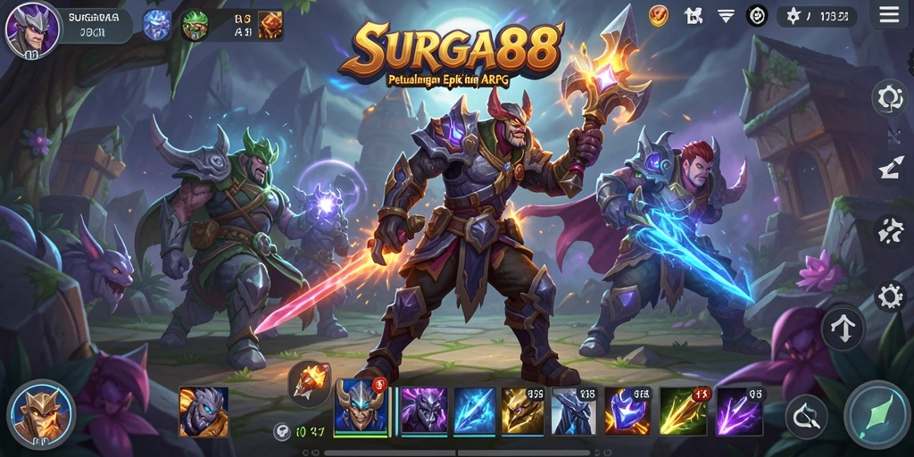 Tangkapan layar menunjukkan aksi seru dalam gameplay ARPG SURGA88.
